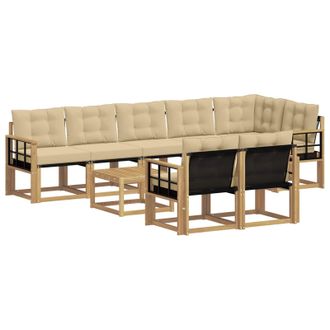 vidaXL Conjunto De Sof&aacute;s De Exterior Con Coj&iacute;n 9 Pcs Y Beige Vidaxl