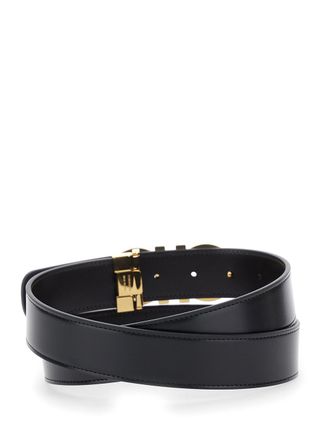 Ferragamo Mens Leather Belt Gancini Buckle Black Calf