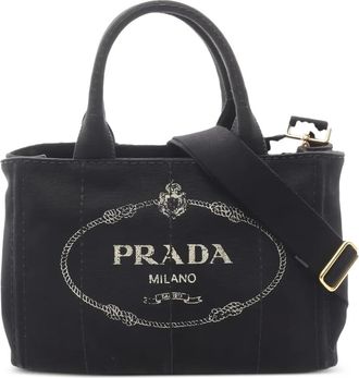 Prada 2000s Canapa logo tote bag - women - Canvas - One Size - Black