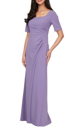 Alex Evenings Side Ruched Stretch Crepe Gown in Icy Orchid at Nordstrom Rack, Size 14P