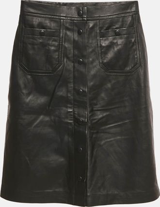 Munthe Munthe Black Leather Button Front Skirt