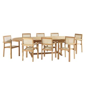 Macabane Conjunto de jard&iacute;n de teca y textilene 10/12 personas