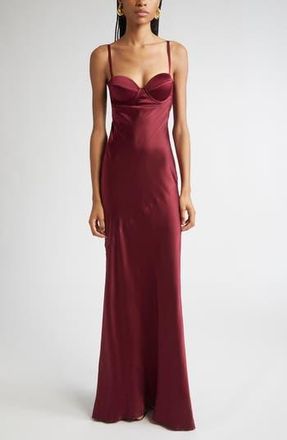 L'agence Sayla Underwire Bias Cut Silk Mermaid Gown in Dark Port at Nordstrom Rack, Size 6