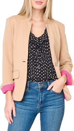 Gibsonlook Inverted Notch Collar Cotton Blend Knit Blazer in Cappuccino at Nordstrom, Size Xx-Small