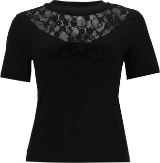 Nina Ricci T Shirt With Bow And Lace Inserts