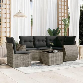 vidaXL Vidaxl - Set De Muebles De Jard&iacute;n 6 Pzas Y Cojines Rat&aacute;n Sint&eacute;tico Gris