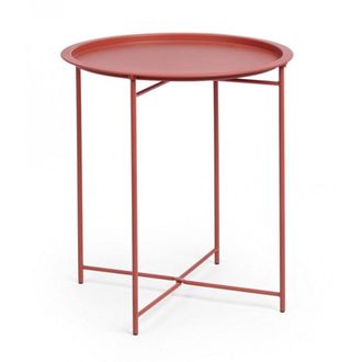 Konte Design Lote de 6 mesas de centro redondas de acero rojo
