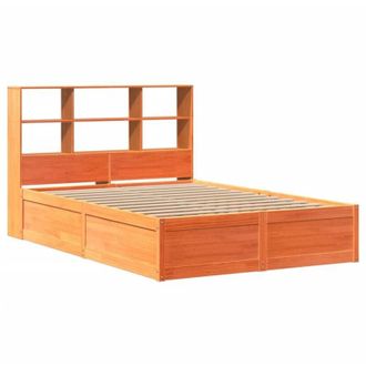 vidaXL Vidaxl - Cama Sin Colch&oacute;n Madera Maciza Pino Marr&oacute;n Cera 150x200 Cm