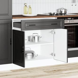 Berkfield Home Kitchen Base Cabinet&not;Porto Black Engineered Wood