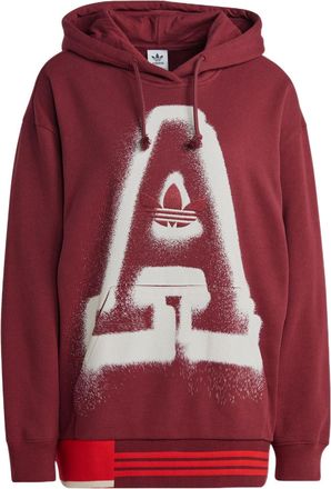 adidas (WMNS) adidas Originals Oversized A Graphic Hoodie Red IC5236