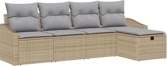 vidaXL Sofa Set with Cushion with Storage Beige Poly Rattan vidaXL