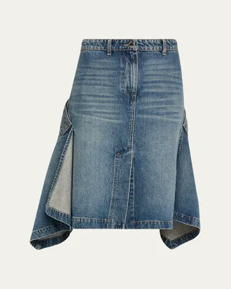 Brandon Maxwell Frankie Denim Handkerchief Skirt