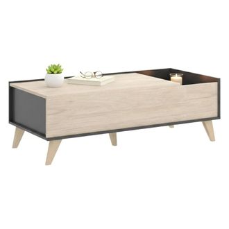 Dmora Mesita Dburs, Revistero De Sal&oacute;n Con Compartimento, Mesita Baja, 99x60h41 Cm, Antracita Y Roble - Dmora