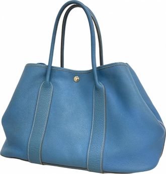 Herm&egrave;s Blue Jean Negonda Leather Tote Bag (Pre-Owned)
