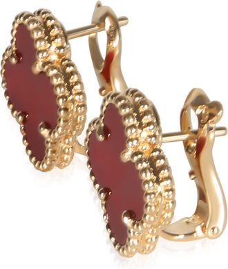 Van Cleef & Arpels Pre-Owned Van Cleef & Arpels Yellow Gold Carnelian Vintage Alhambra Earrings