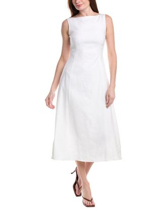 Theory Sleeveless Boatneck Linen-Blend Dress