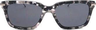 Thom Browne Occhiali da sole squadrati con effetto tartarugato - Grigio