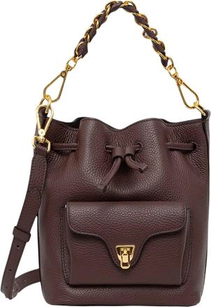 Coccinelle Pebbled Leather Bucket Bag With Gold Accents