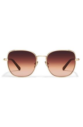 Quay Uptown 58mm Gradient Round Sunglasses in Brushed Gold/maple Honey at Nordstrom