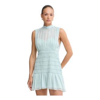 Twinset Mouwloze Mini Jurk - Dames - Feestkleedjes - Blauw - S - Polyester - Kleedjes