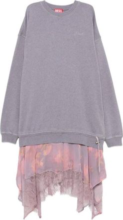 Diesel Kleedjes, Dames, Paars, S, Midi Jurk met Kantafwerking