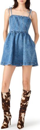 Steve Madden Meaghan Tie Strap Denim Minidress in Blue Heather at Nordstrom, Size X-Large