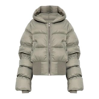 Rick Owens Jassen, Dames, Groen, M, Pufferjack met capuchon