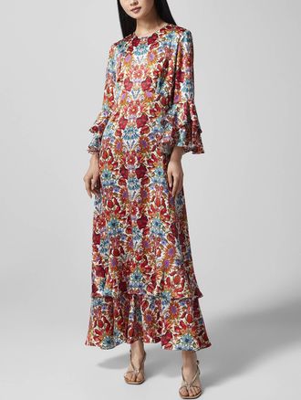 Liberty Womens Pure silk ruffled floral dress