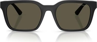 Emporio Armani 56mm Square Sunglasses in Matte Black /Dark Grey at Nordstrom