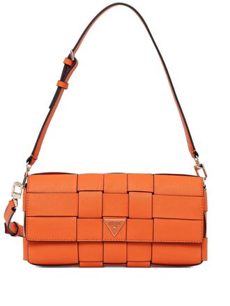 Guess Co woven logo-plaque satchel bag - Orange
