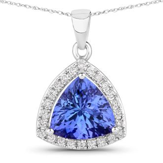 Diana M. Jewels Tanzanite ( AAA ) Trillion 9.50mm ( Height: 5.40mm ) - 1Pc + White Diamond F/C Round 1.30mm ( I1-I2/I color ) - 24Pcs ( J Back )