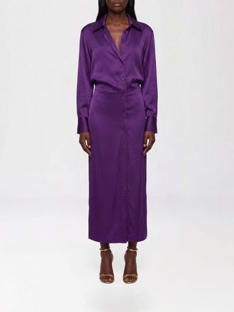The Attico Midi Chemisier Dress in a Viscose Blend with an Off-Center Closure