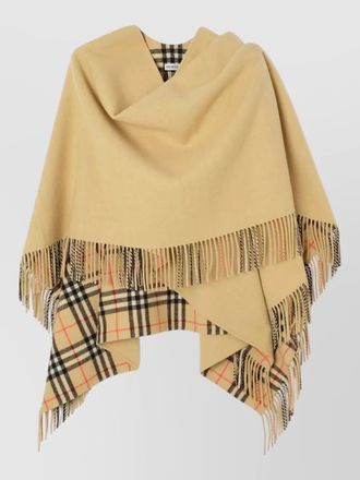 Burberry draped wool jacket fringe detail plaid