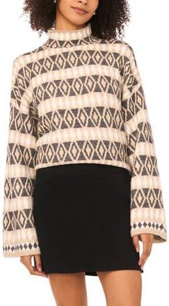 Vince Camuto Diamond Pattern Mock Neck Sweater in Oatmeal at Nordstrom Rack, Size X-Small P