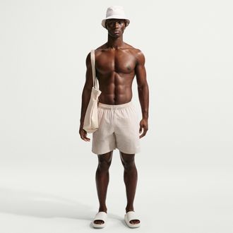 Nike Mens Swim Breaker Ripple Texture 7 Brief-Lined Volley Short in Brown | NESSG506-241