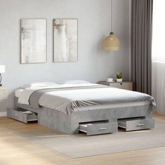 vidaXL Cama Con Cajones Madera De Ingenier&iacute;a Gris Hormig&oacute;n 120x190 Cm Vidaxl