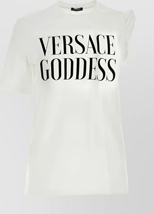 Versace goddess slogan print twist sleeve t-shirt