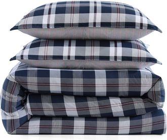 Tommy Hilfiger Dream Madras Cotton Percale Duvet Cover & Shams Set in Dark Blue at Nordstrom, Size Full