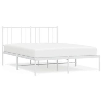 Berkfield Home Metal Bed Frame with Headboard White 140x200 cm