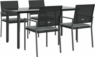 vidaXL Juego Comedor Jard&iacute;n 5 Piezas Y Cojines Rat&aacute;n Sint&eacute;tico Y Acero Vidaxl