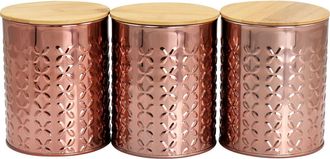 MegaChef 3 Piece Kitchen Canister Set with Wood Lids in Rose Gold at Nordstrom