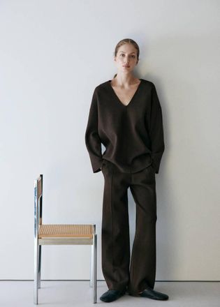 Mango Pullover punto Milano cioccolato - Donna - S - MANGO