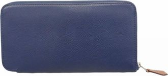 Herm&egrave;s Blue Navy Epsom Leather Long Wallet (Bi-Fold) (Pre-Owned)
