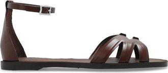 Max Mara Sandalen Doubleflat - Dames - Sandalen - Bruin - 40 EU - Leer - Schoenen