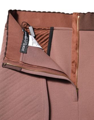 Dolce & Gabbana Womens Brown Viscose High Waisted Hot Pants Shorts Silk Nylon Elastane