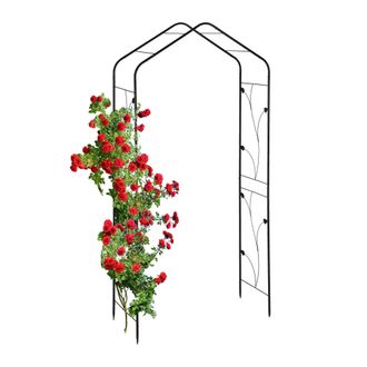 Relaxdays Relaxdays - Arco Jard&iacute;n Met&aacute;lico, Soporte Trepadoras, Techo Triangular, 213x106x41 Cm, Tutor Plantas Enredaderas, Negro