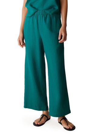 Eileen Fisher Linen Wide Leg Pants in Teal at Nordstrom, Size Xx-Small