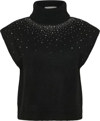 Cream Mouwloze Gebreide Col - Dames - Coltruien - Zwart - M/L - Truien & Vesten