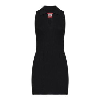 Diesel Tops, Dames, Zwart, XS, Katoen, Mouwloze Ribgebreide Poloshirt