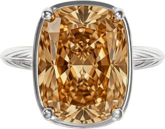 Sterling Forever Sterling Silver Elongated Cushion Champagne CZ Cocktail Ring